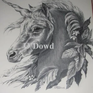 pencil drawing of a unicorn